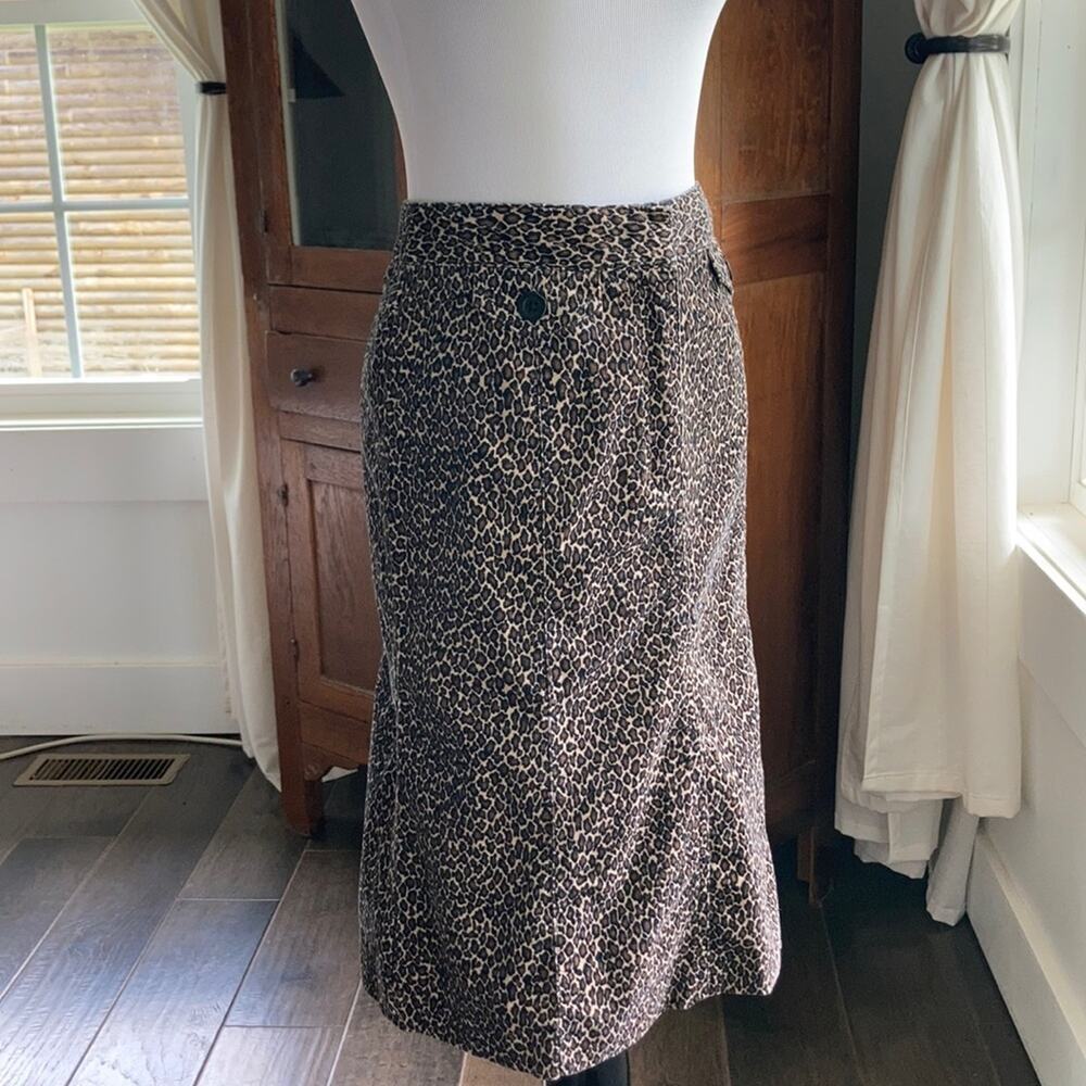 Talbots Animal Print Corduroy Pencil Skirt, Size 2
